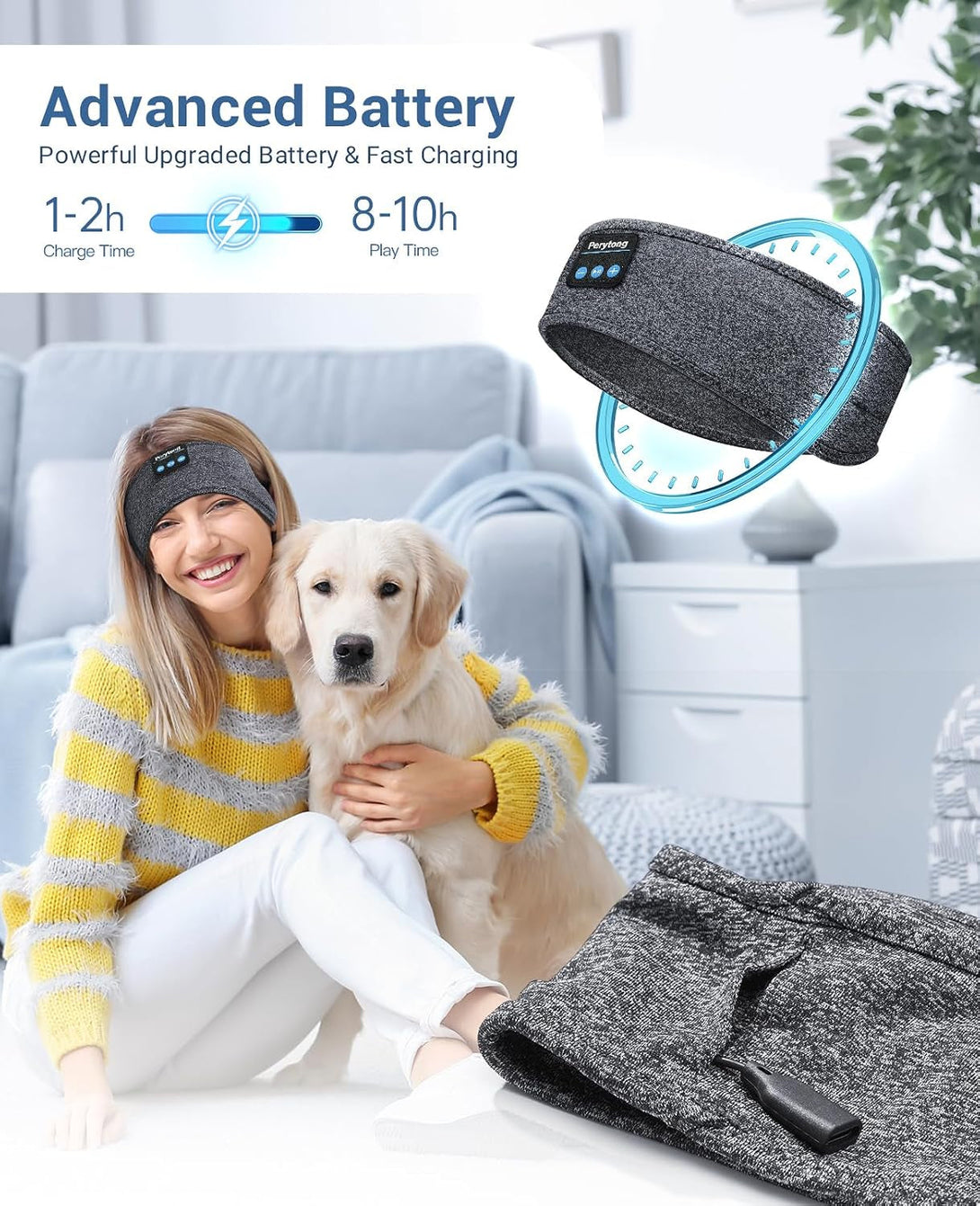 Perytong Sleep Headphones Bluetooth Headband, Sports Wireless Earphones Music Sleeping Earbuds with HD Stereo Speaker for Mom Women Men Teen Running Cool Gadgets Unique Gifts