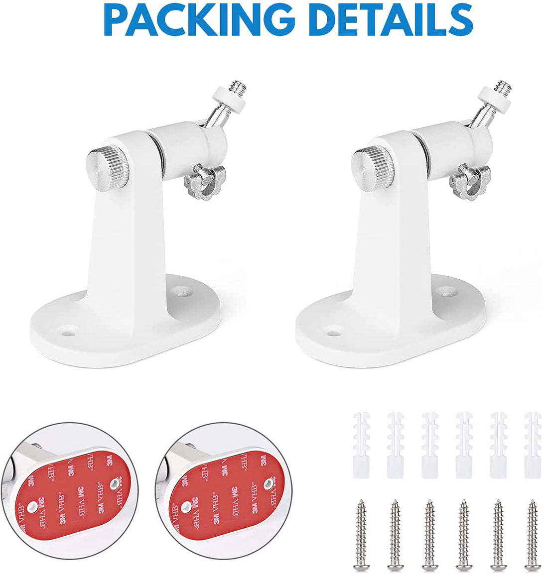 2Pack Adjustable Security Wall Mount Bracket for Ring Stick up Cam & Ring Indoor Cam(1St Gen), Perfect View Angle for Ring Surveillance Camera System - White