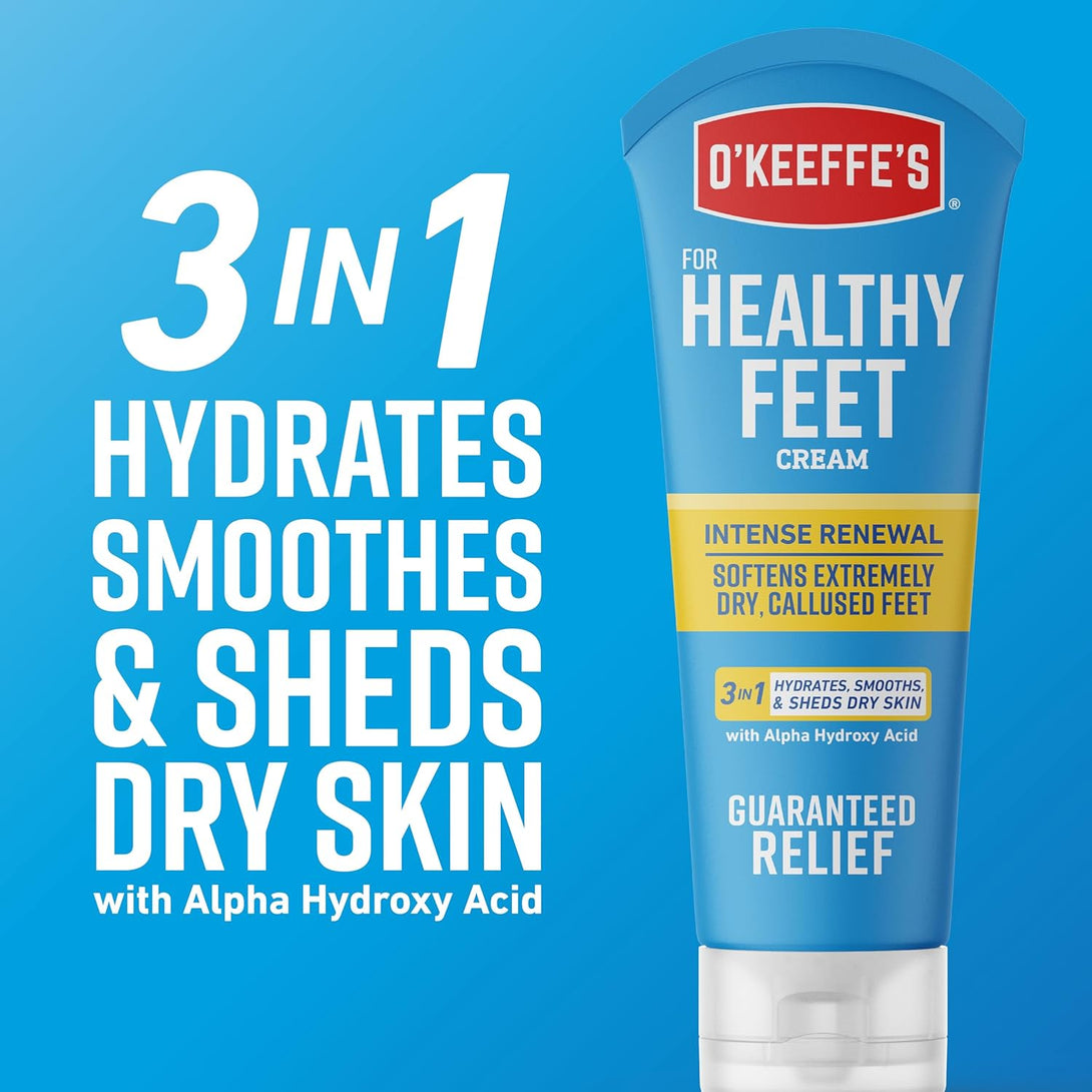 O'Keeffe'S Healthy Feet Intense Renewal Cream with Alpha Hydroxy Acid; Softens and Exfoliates Extremely Dry; Callused Feet; 3Oz Tube (Pack of 1)