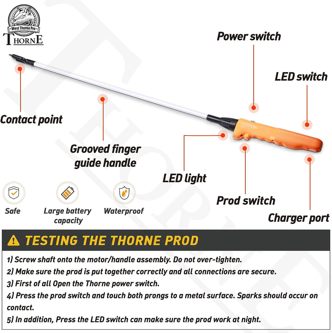 Cattle Prod, Newest Waterproof Cattle Prod Stick with LED Light, Rechargeable Electric Livestock Prod, X Series