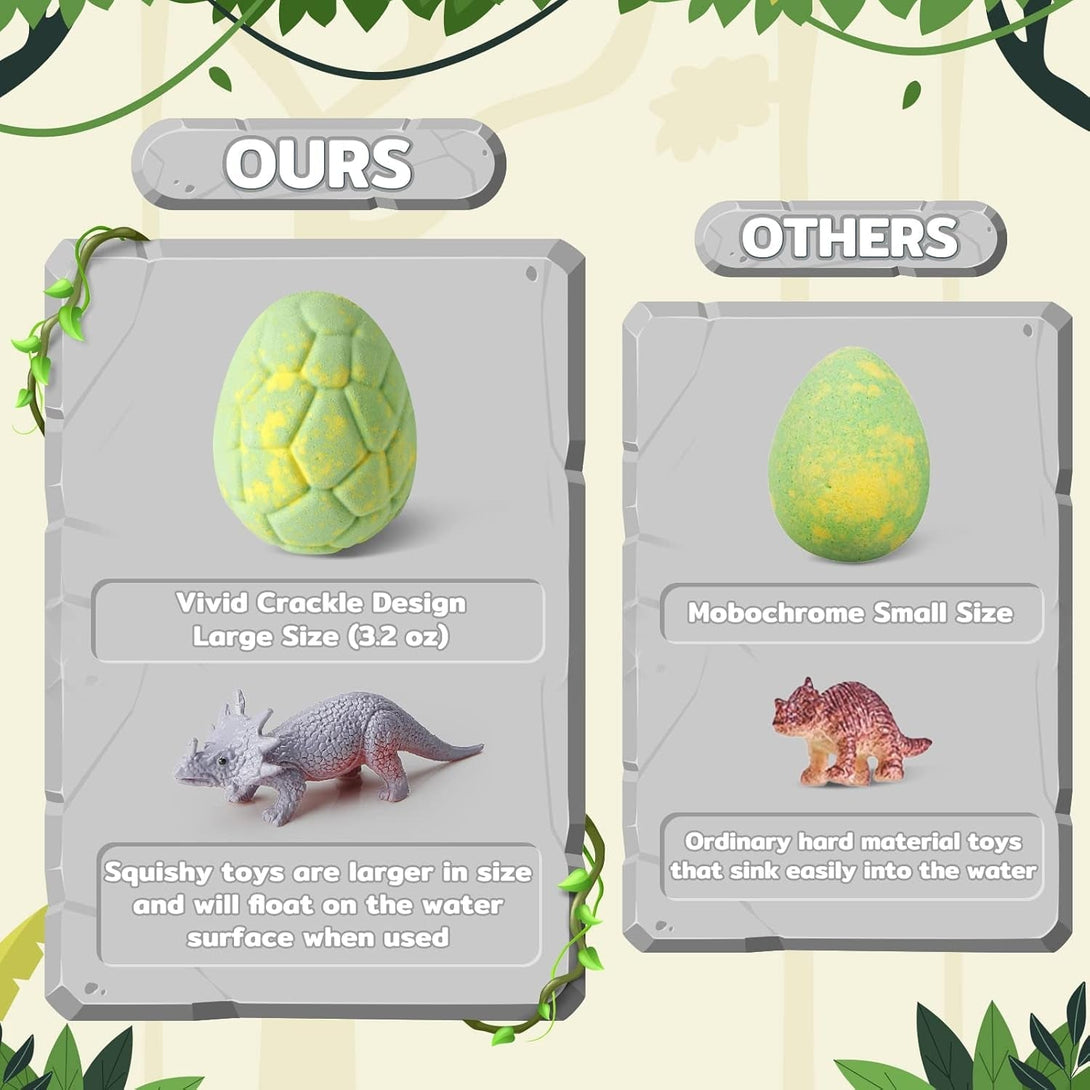 Bath Bombs with Surprise Dinosaur Toys Inside, 12 Pack Organic and Natural Bubble Bath Bombs, Stocking Stuffers for Kids, Bath Bomb Set for Her/Him,Mothers Day Presents for Mom