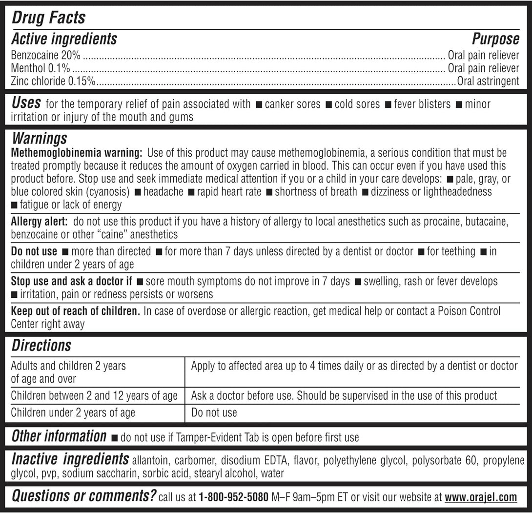 Orajel 3X for Mouth Sores: Maximum Strength Gel Tube 0.42Oz- from #1 Oral Pain Relief Brand