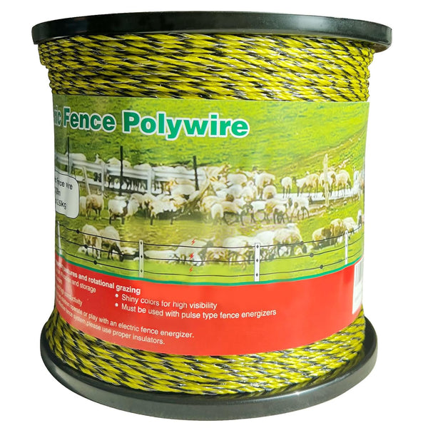 Upgraded Electric Fence Polywire 3366 Feet 1026 Meters, 6 Stainless Steel Strands for Reliable Conductivity and Rust Resistance, Easy to Install,Portable Electric Fencing,Yellow and Black Color