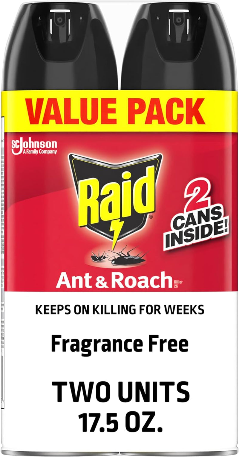 Raid® Ant & Roach Killer Spray, Fragrance-Free, 17.5 Oz, Pack of 2