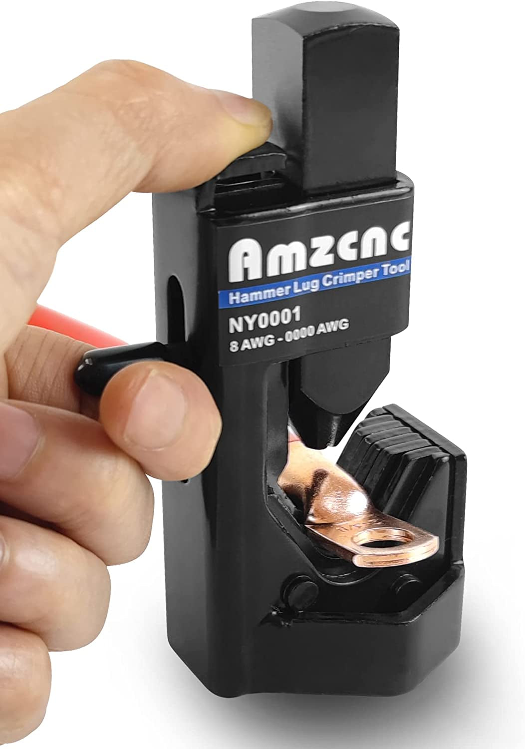 AMZCNC Hammer Lug Crimper Tool - 0000 AWG Battery and Welding Cables( 8 AWG to 4/0 Wire Gauge)