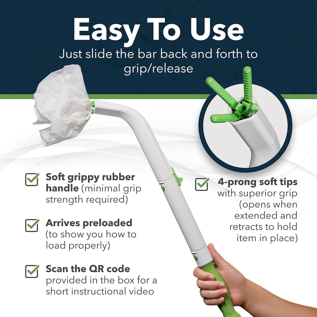 Master Kit – 20” Multipurpose Toilet Wiping Aid for All People with Range of Motion Limitations – Portable Bum Wiping Assistance Tool/Toilet Aid for Wiping, Holding Tissue & Personal Hygiene Products