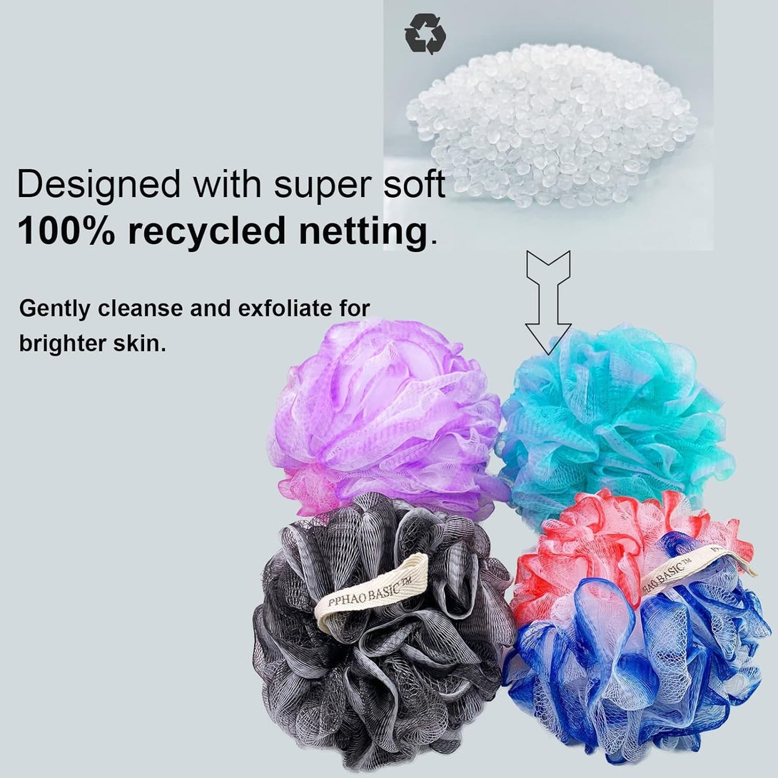 PPHAO - Extra Large Soft Mesh Net Luffa Loofa Loufa Puff - Loofah Sponge - 75G(Xxl) - Exfoliating Body Scrubber for Women and Men - Exfoliating Back Scrubber