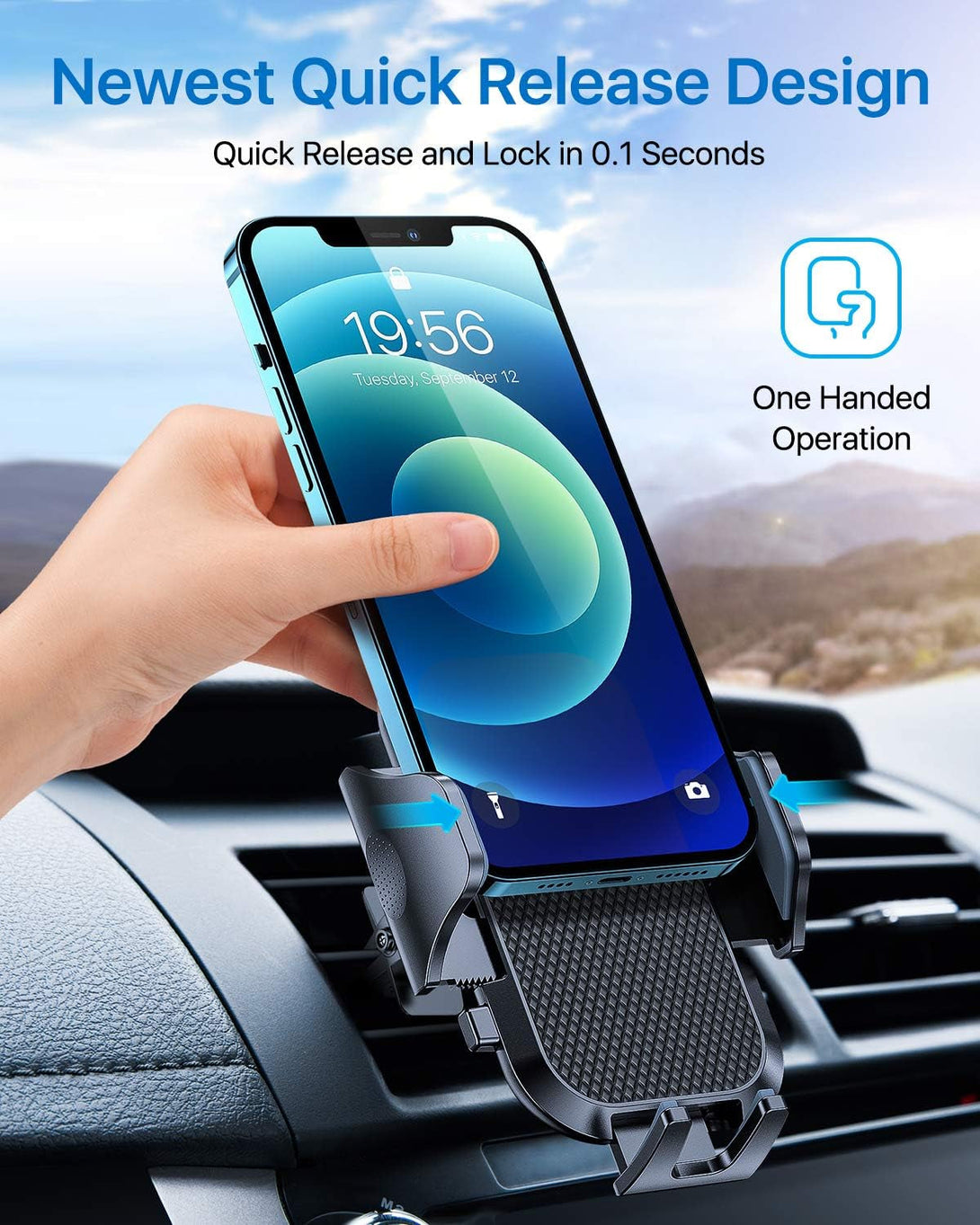 Andobil 2025 Upgraded Car Phone Holder Mount for Vent, Military Sturdy Metal Clip Air Vent Phone Holder for Your Car Easy Used Cell Phone Car Mount for Iphone 16 15 14 13 12 Pro Max Samsung S25 S24