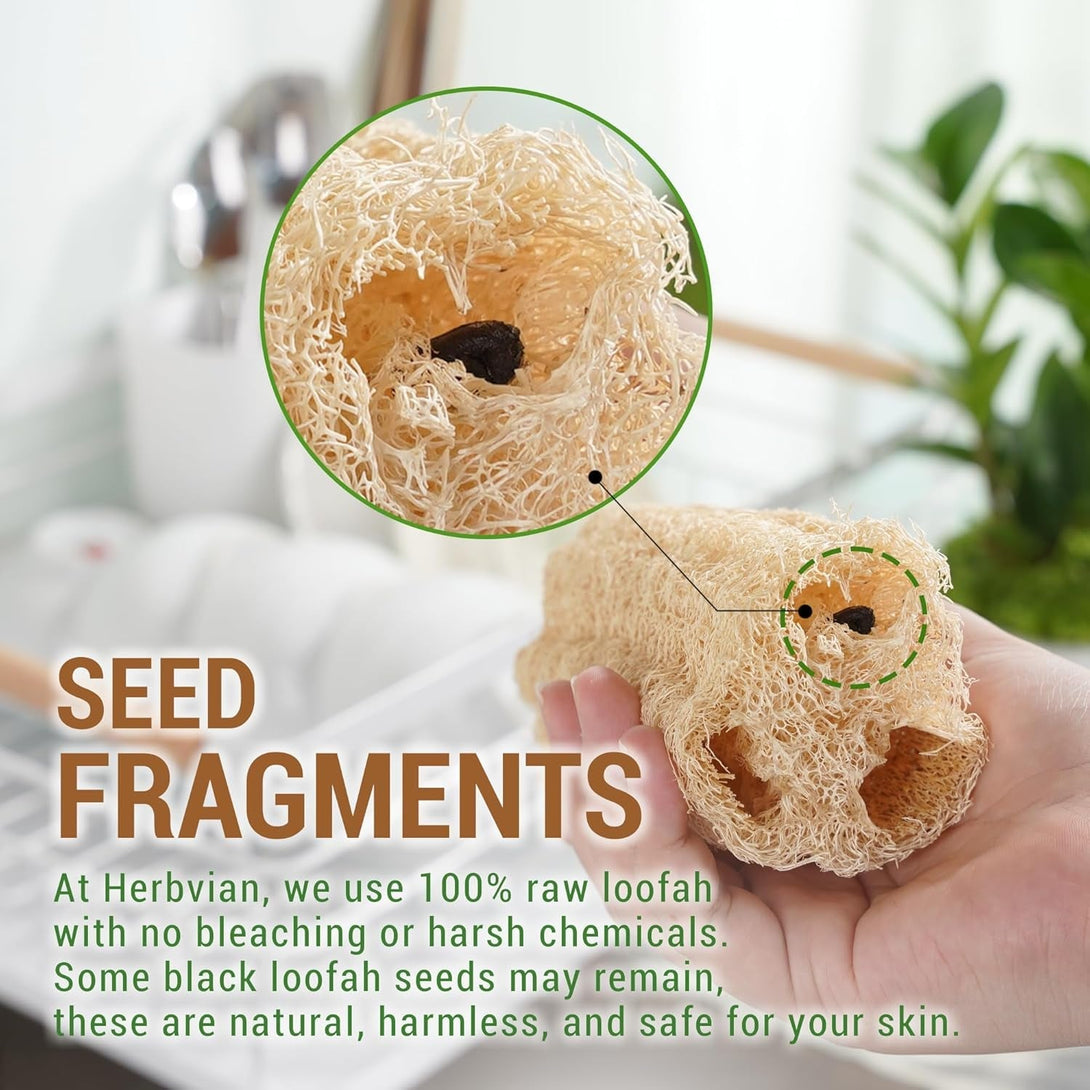 Natural Vietnamese Loofah Sponge, 100% Plant-Based Luffa Exfoliating Body Scrubber for Shower, Multi-Functional for Kitchen, Ideal for Men & Women, Spa & for Pet (Pack 4)
