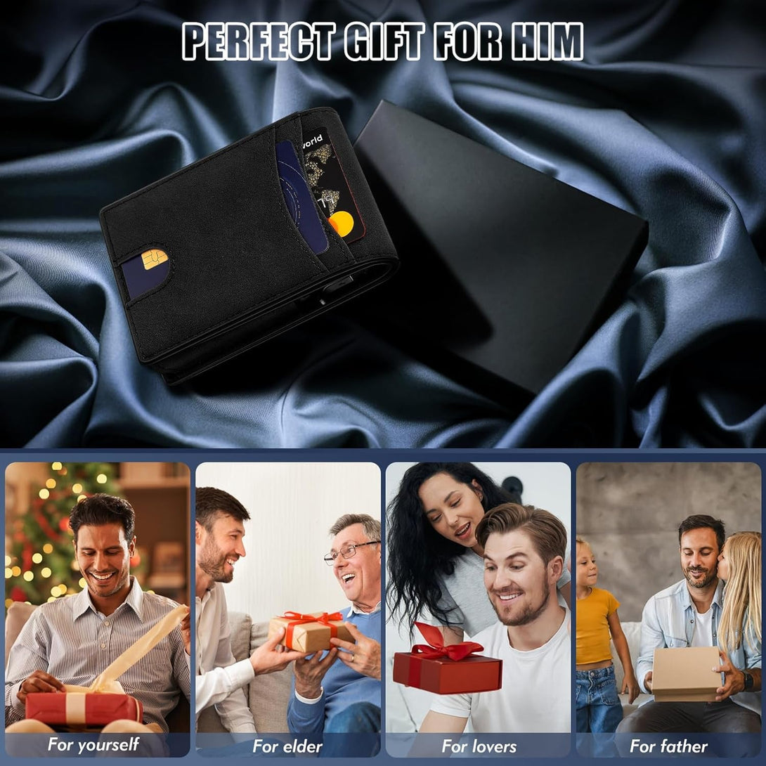 Wallet for Man Work, Pop-Up Magnetic Card Holder and RFID Blocking Functionality (Black)