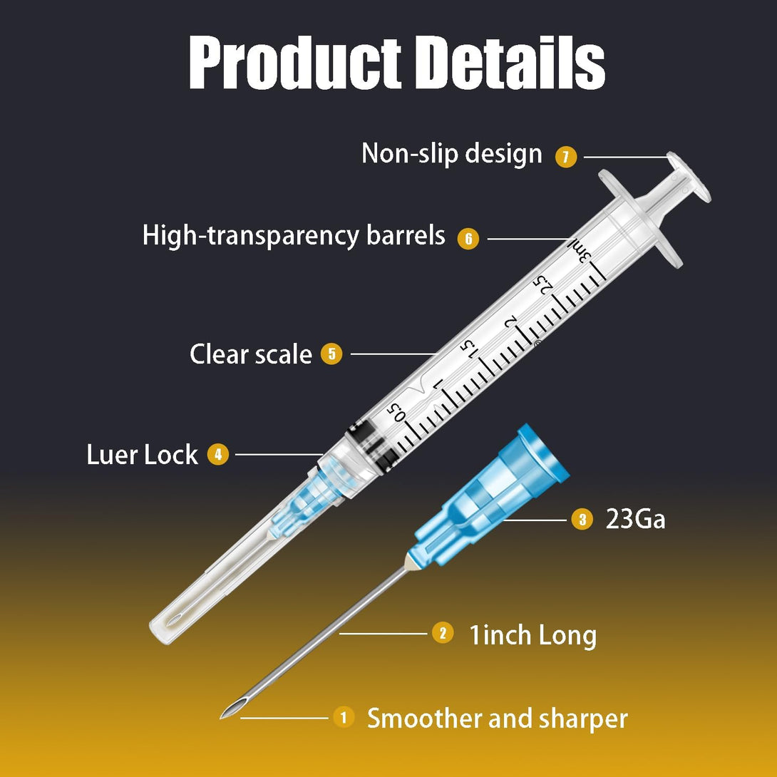 50Pack 3Ml/Cc with 23 Ga 1” Safety Individually Wrapped