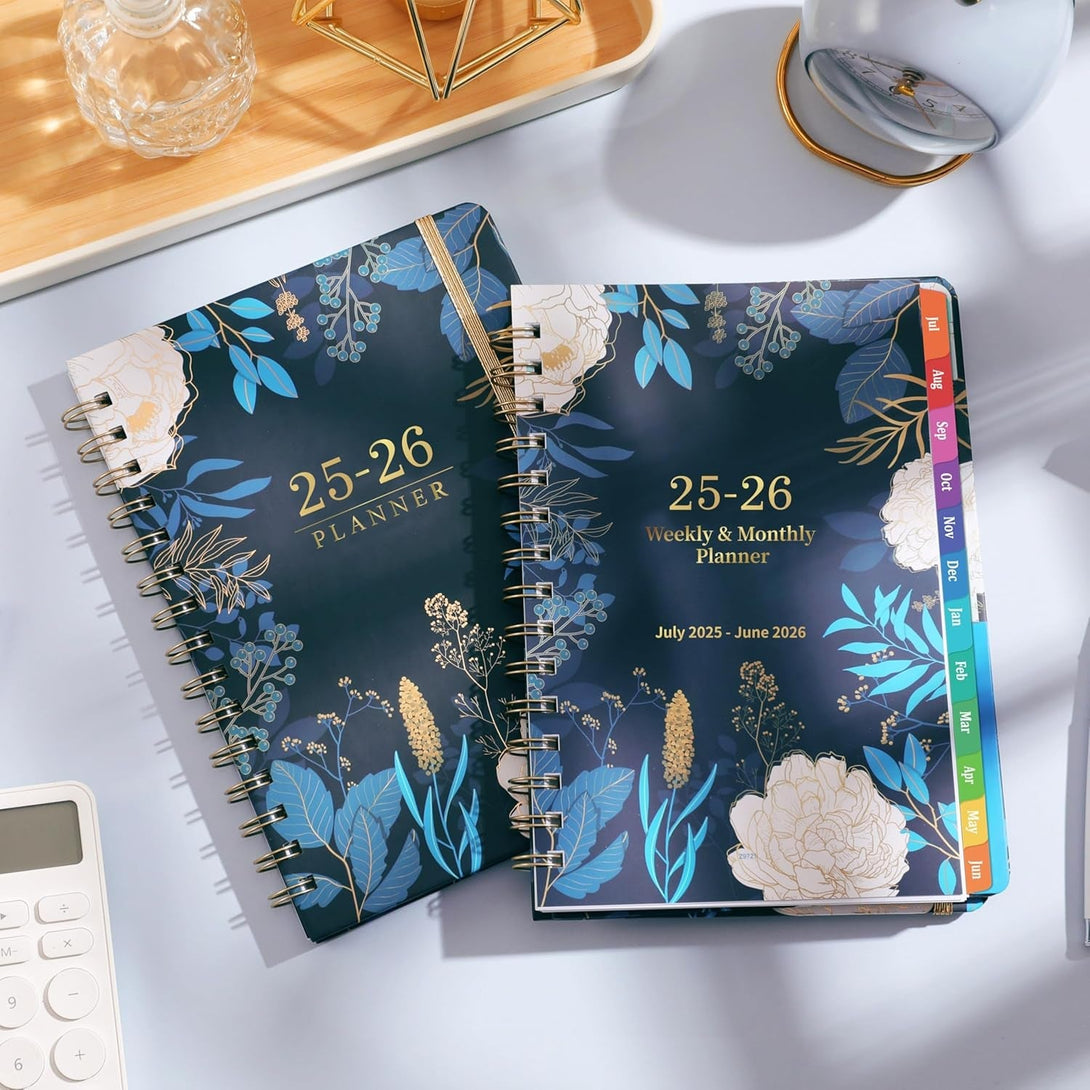 2025-2026 Planner - Academic Planner 2025-2026, July 2025 - June 2026, Weekly & Monthly Planner, 6.4" X 8.5", Colorful Tabs, Back Pocket, Holidays, Thick Paper, Twin-Wire Binding