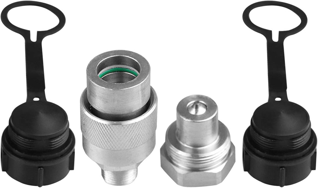 3/8" Hydraulic Quick Coupler Set Replaces Enerpac C-604,Connect and Disconnect under 10,000 PSI Pressure, with 2 Dust Caps