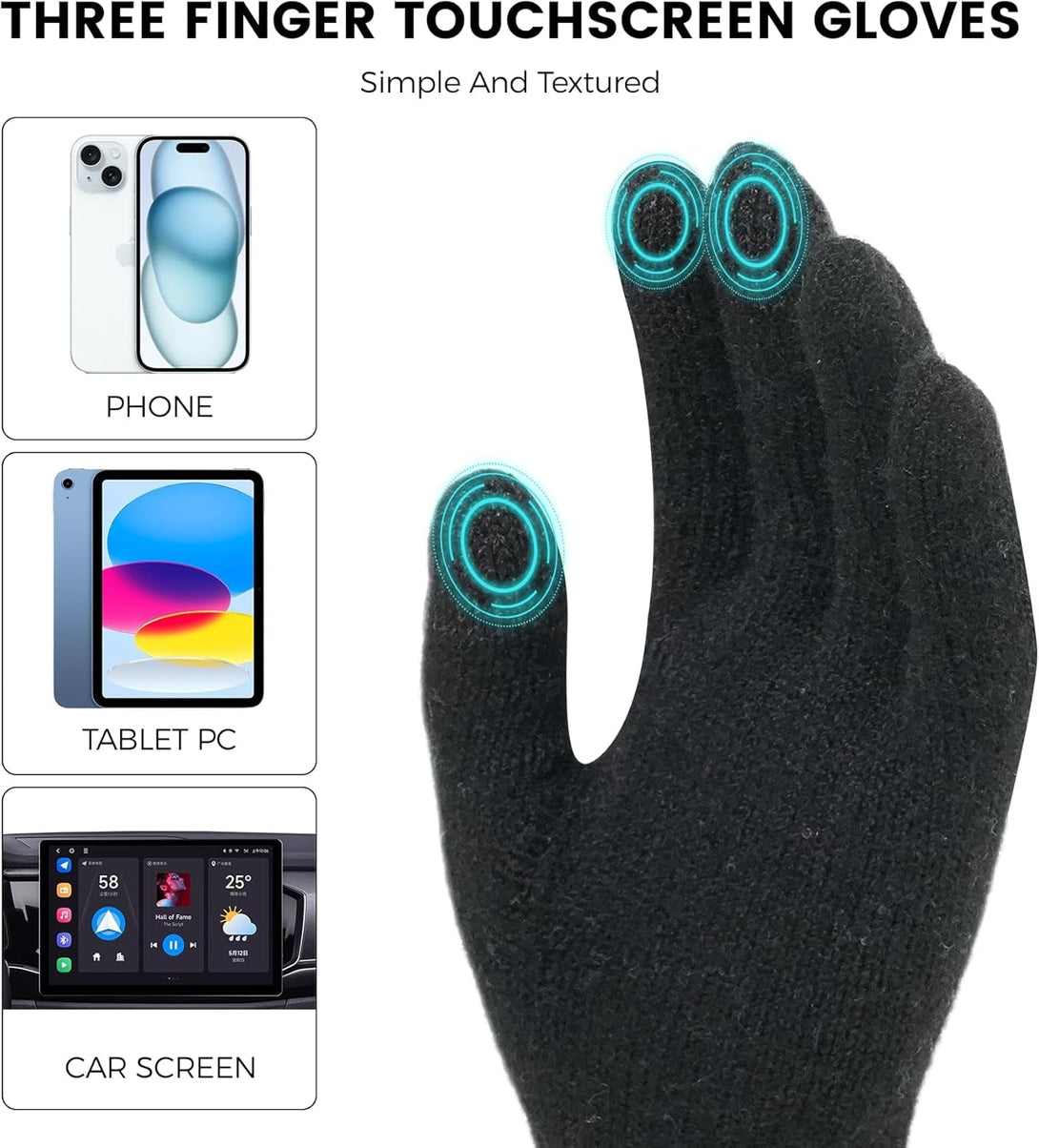 Winter Gloves for Women Warm Touch Screen Friendly Thermal Knit Elastic Soft Wool Glove for Cold Weather
