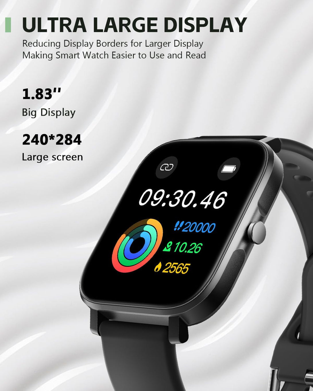 Ancwear Smart Watch for Men Women, Step Counter Watch with Heart/Sleep Tracking, 1.83" Display Fitness Tracker with 120+ Sports Modes, Compatible with Android Ios (Black)