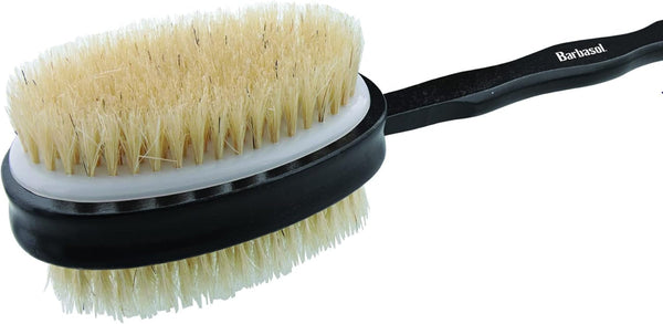 Barbasol Bath Brush for Back and Body, Works Wet or Dry on Your Skin, Dual-Sided with Soft/Stiff Bristles for Cleaning and Exfoliation