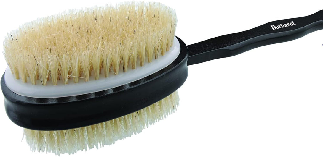 Barbasol Bath Brush for Back and Body, Works Wet or Dry on Your Skin, Dual-Sided with Soft/Stiff Bristles for Cleaning and Exfoliation