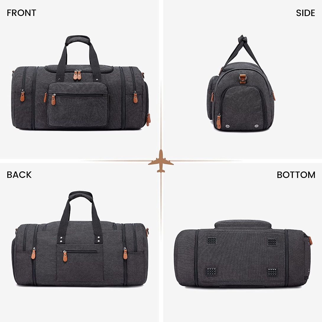 Sucipi Duffle Bag for Men Canvas Travel Duffel Bag 43L Overnight Carry on Bag with Shoe Compartment Weekender Bag with Toiletry Bag for Airplanes