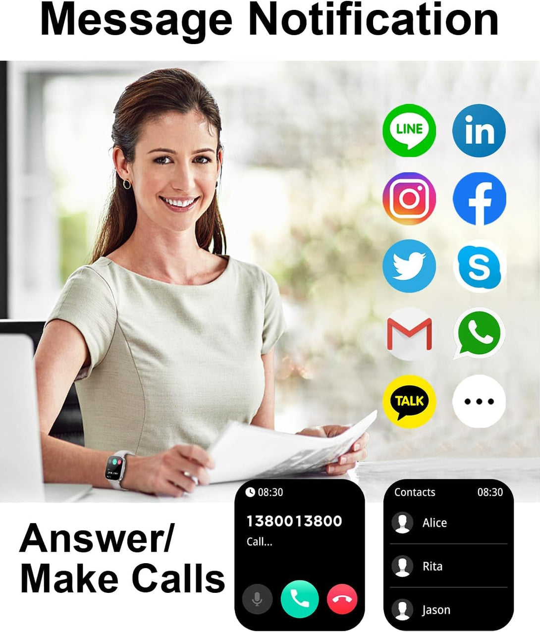 Smart Watches for Men Women(Call Receive/Dial),2.01” Touch Screen Fitness Tracker with Blood Pressure/Heart Rate/Sleep Monitor, 120+Sports Modes, IP68 Waterproof Smartwatch for Android Iphone, Sliver