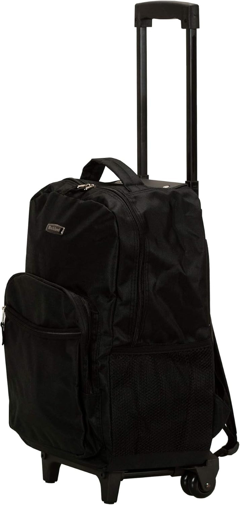 Rockland Double Handle Rolling Backpack, Black, 17-Inch