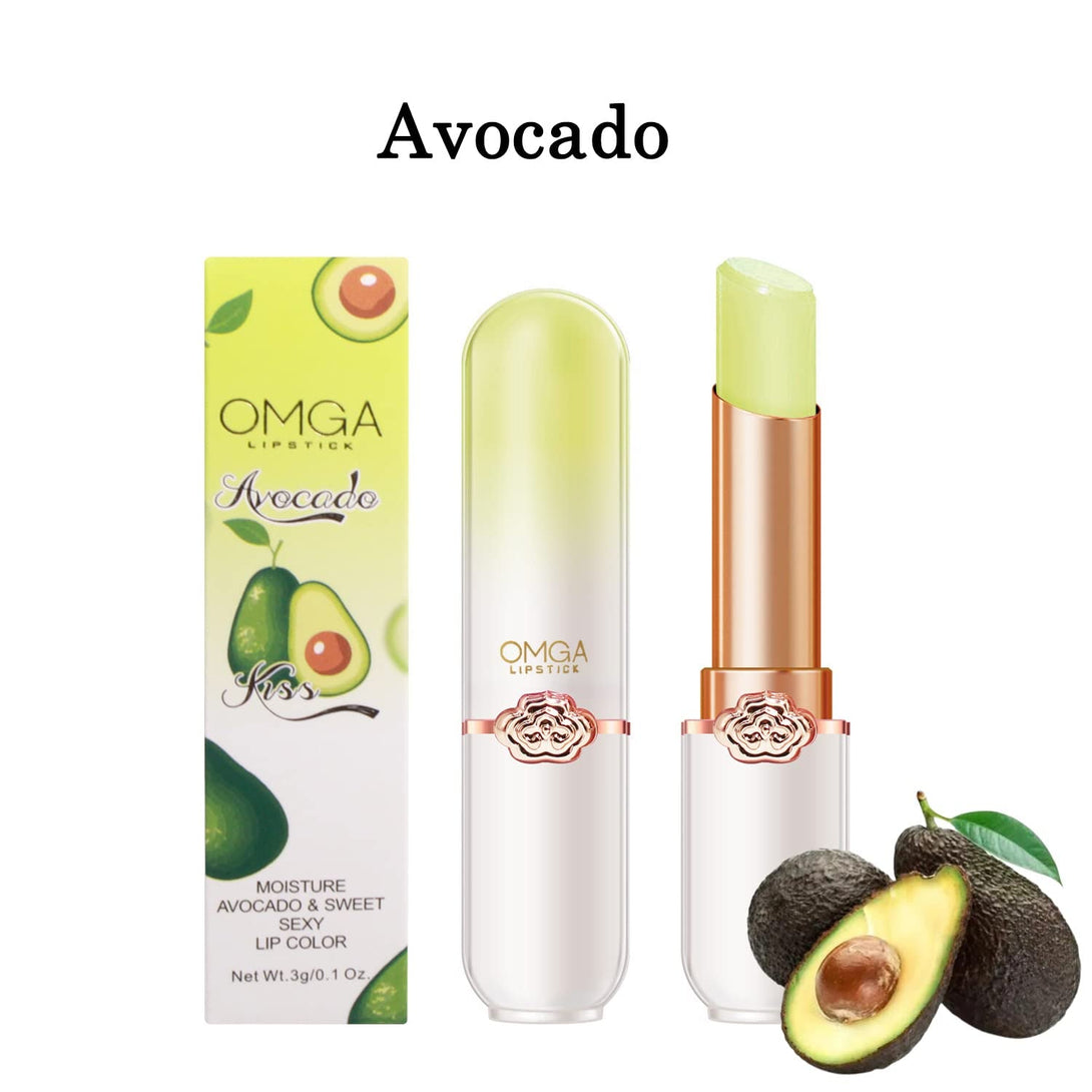 6 Pcs/Set Peach Aloe Vera Strawberry Blueberry Avocado Grape Jelly Lipstick Set Temperature Change Moisturizer Flower Lip Stick Long Lasting Nutritious Lip Balm Magic Color Change Lip Gloss
