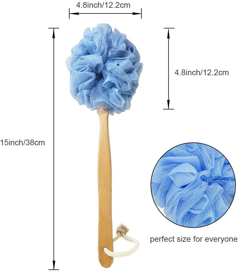 Loofah with Handle, Loofah on a Stick, Loofah Sponge with Handle, PE Soft Mesh Luffa, Exfoliating Luffa on a Stick for Men and Women