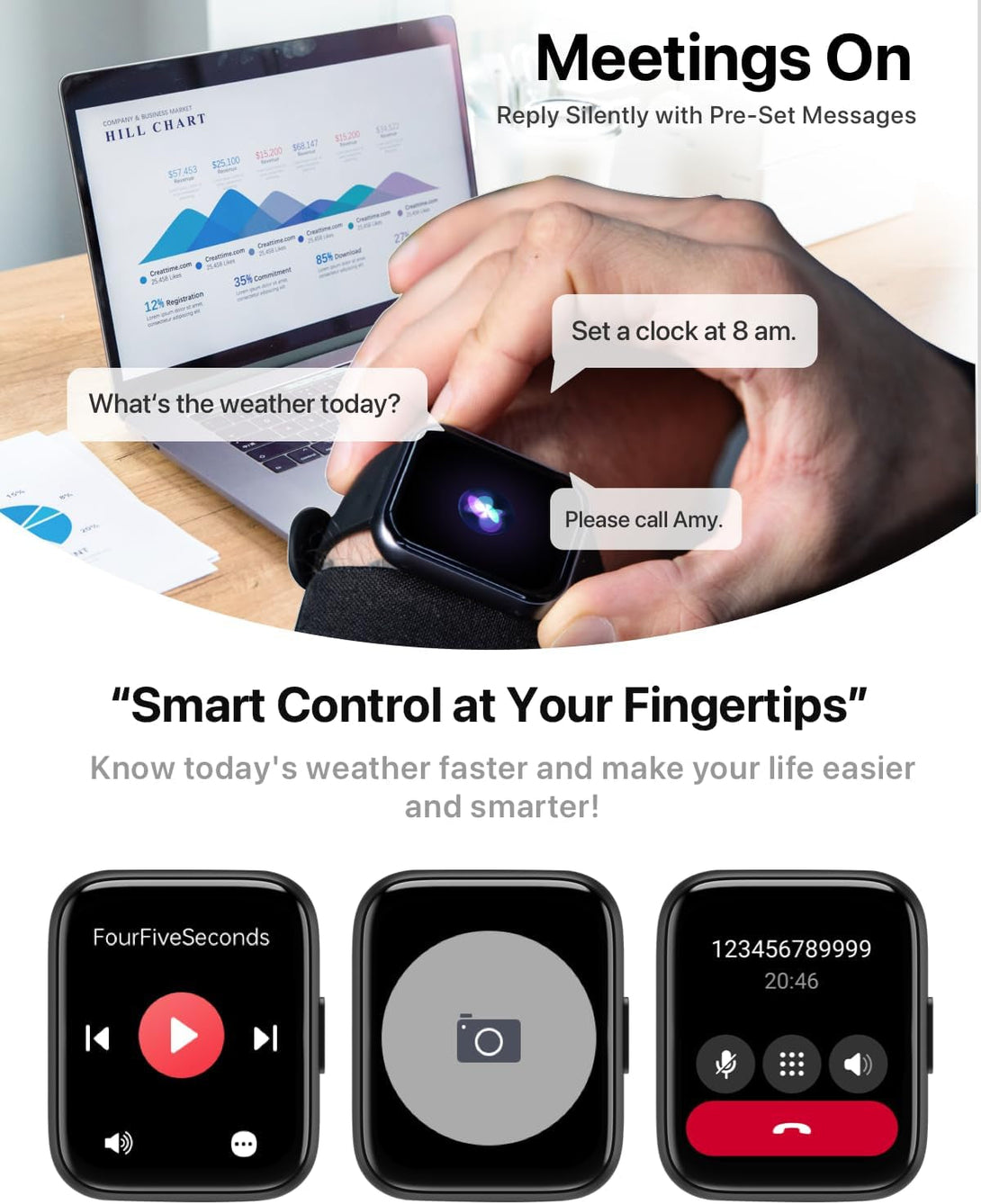 Smart Watches for Men - Activity Tracker for Android Ios with Calls,Fitness Tracker with 100+ Sport Modes, IP68 Waterproof, Heart Rate/Sleep Monitor, Spo2, Pedometer 1.83"(Black)