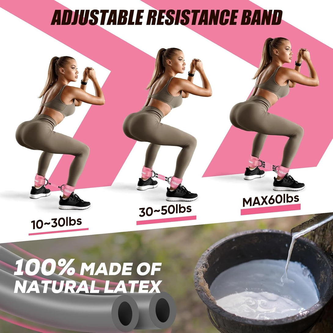 Ankle Resistance Bands with Cuffs for Working Out, Resistance Bands for Women, Exercise Bands for Leg and Glute, Booty Workout Equipment for Kickbacks, Butt and Hip Training, Ankle Weights Bands Set