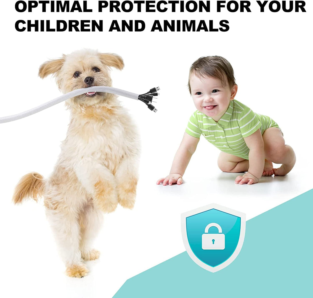 AGPTEK White Cable Sleeve Cover, 2 Pack 5Ft - 1.2 Inch Cord Management Wire Organizer under Desk, Home Office Computer Wire Cover Hider Cord Protector, Protect Pet Cat Dog from Chewing, White