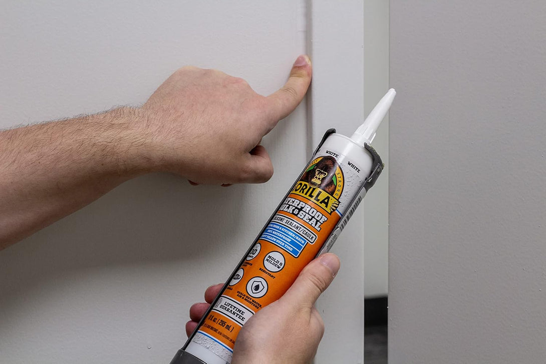 Gorilla Waterproof Caulk & Seal 100% Silicone Sealant, White, 10Oz Cartridge (Pack of 1)