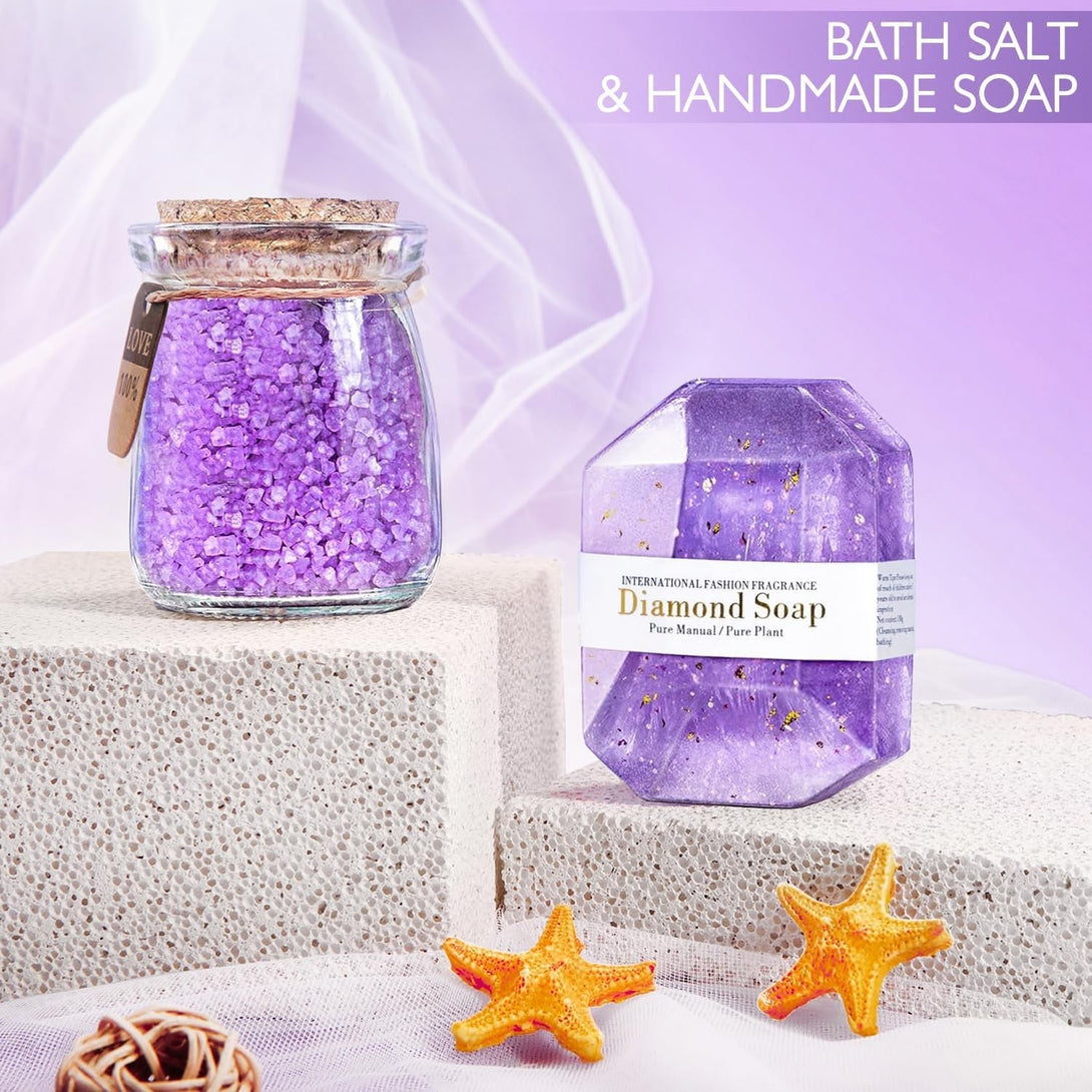 Gifts for Women, Birthday Gifts for Women, Happy Birthday Gifts Basket for Women,Lavender Relaxing Spa Gifts Basket for Best Friends Female Women Sister Mom Wife Her Girlfriend Coworker