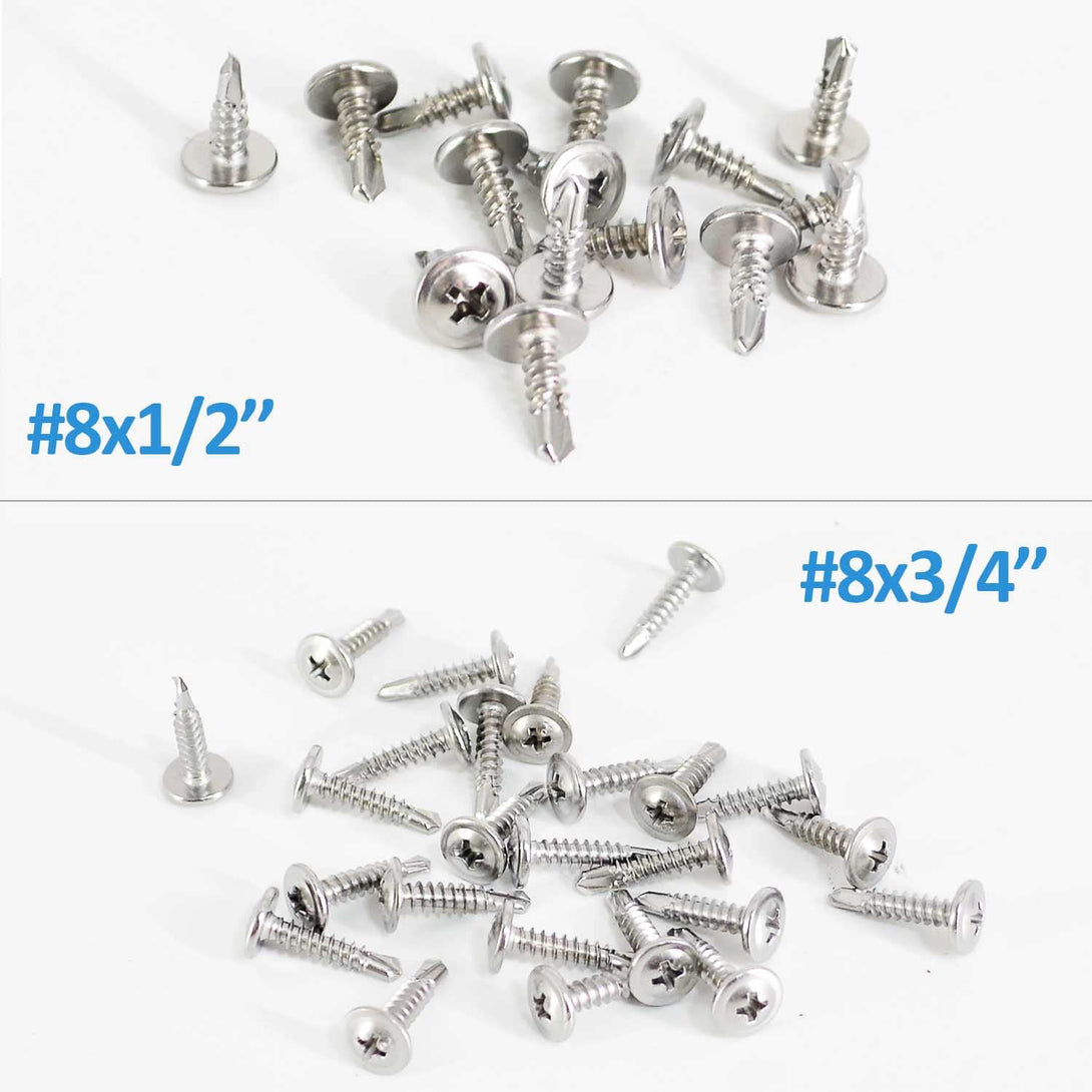 120PCS #8 X 1/2'' Sheet Metal Screws 410 Stainless Steel Truss Head Fast Self Tapping Screws with Screwdriver Bit Silver