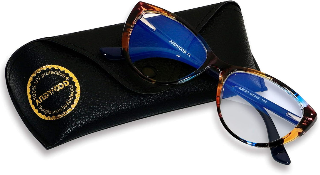ANDWOOD Blue Light Blocking Glasses Women Bluelight Blocker Computer Cateye Clear Cat Eye Eyeglasses Frame AR003