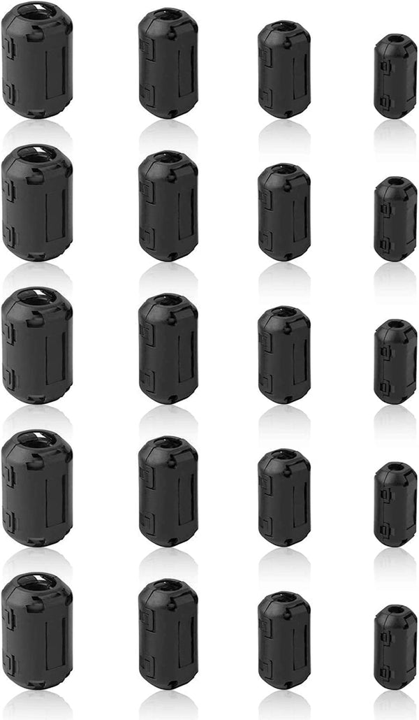 Ferrite Ring Core Black RFI EMI Noise Suppressor Cable Clip-20Pcs