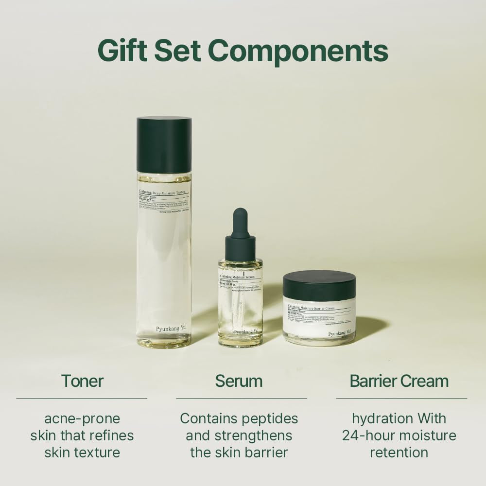 Pyunkang Yul Calming Line Gift Box Set - Korean Facial Skin Care Essential for Daily Moisturizing, Safe on Acne Prone & Sensitive Skin, Vegan & Cruelty Free