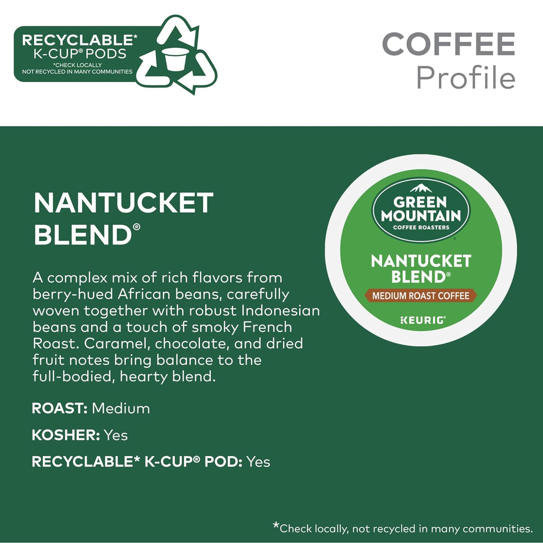 Green Mountain Coffee Roasters Nantucket Blend, Single-Serve Keurig K-Cup Pods, Medium Roast Coffee Pods, 48 Count