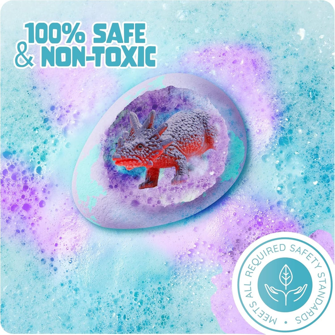 Dino Egg Bath Bombs for Kids - Kid Baths Bomb with Surprise inside - Dinosaur Toys Gift for Boys and Girls Ages 6 7 8 Years Old Gifts - Fun Educational Toy Fizzy - Basket Stuffers
