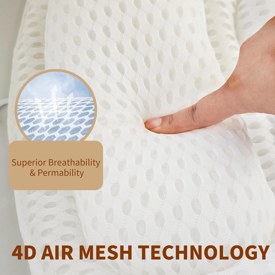 Luxury Bathtub Pillow, Mesh Bath Pillow with Suction Cups ，Bathtub Pillow for Women Relaxing, Bath Pillows for Tub Neck and Back Support,Fits All Bathtub(M002) (White)