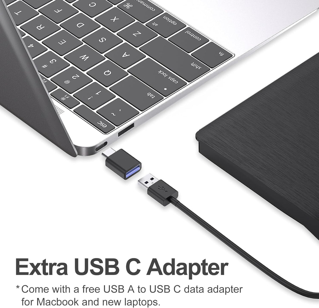 External CD/DVD Drive for Laptop, USB 3.0 CD Burner +/-RW CD ROM External DVD Drive Portable DVD Player for Laptop Desktop PC Apple Mac Windows 11/10/8/7/XP Linux OS