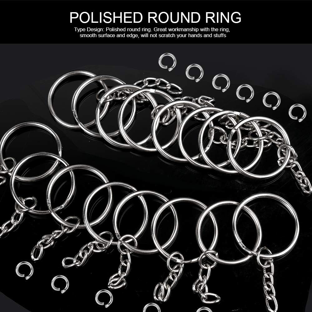 Teenitor Key Chain Rings Keychain Rings, 60Pcs Key Ring Metal Keychain Split Key Rings Bulk, Keyring 25Mm with 26Mm Key Chains and 60Pcs Open Jump Ring for Craft Key Ring