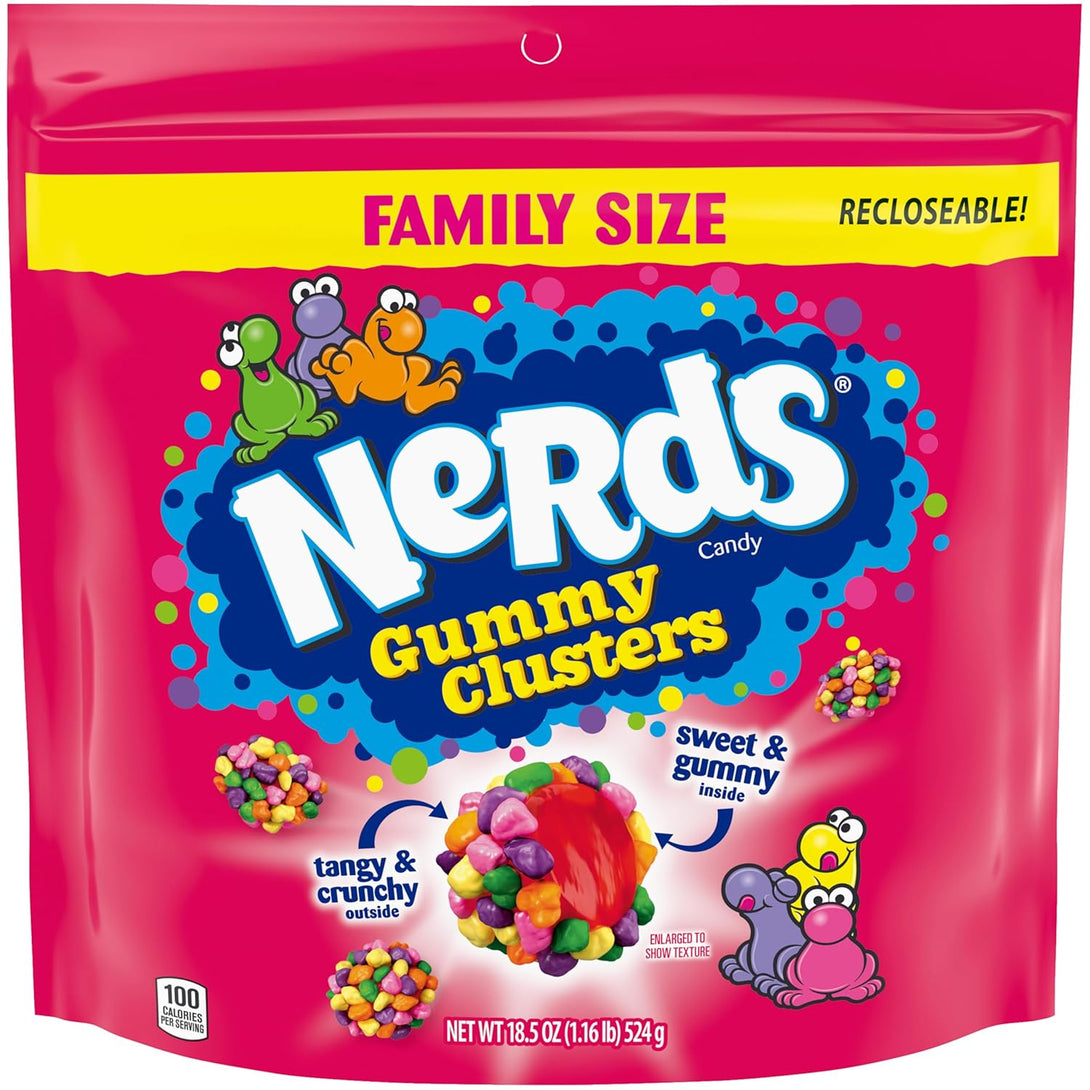 NERDS Gummy Clusters, Candy, Rainbow, Crunchy and Gummy, 18.5 Oz