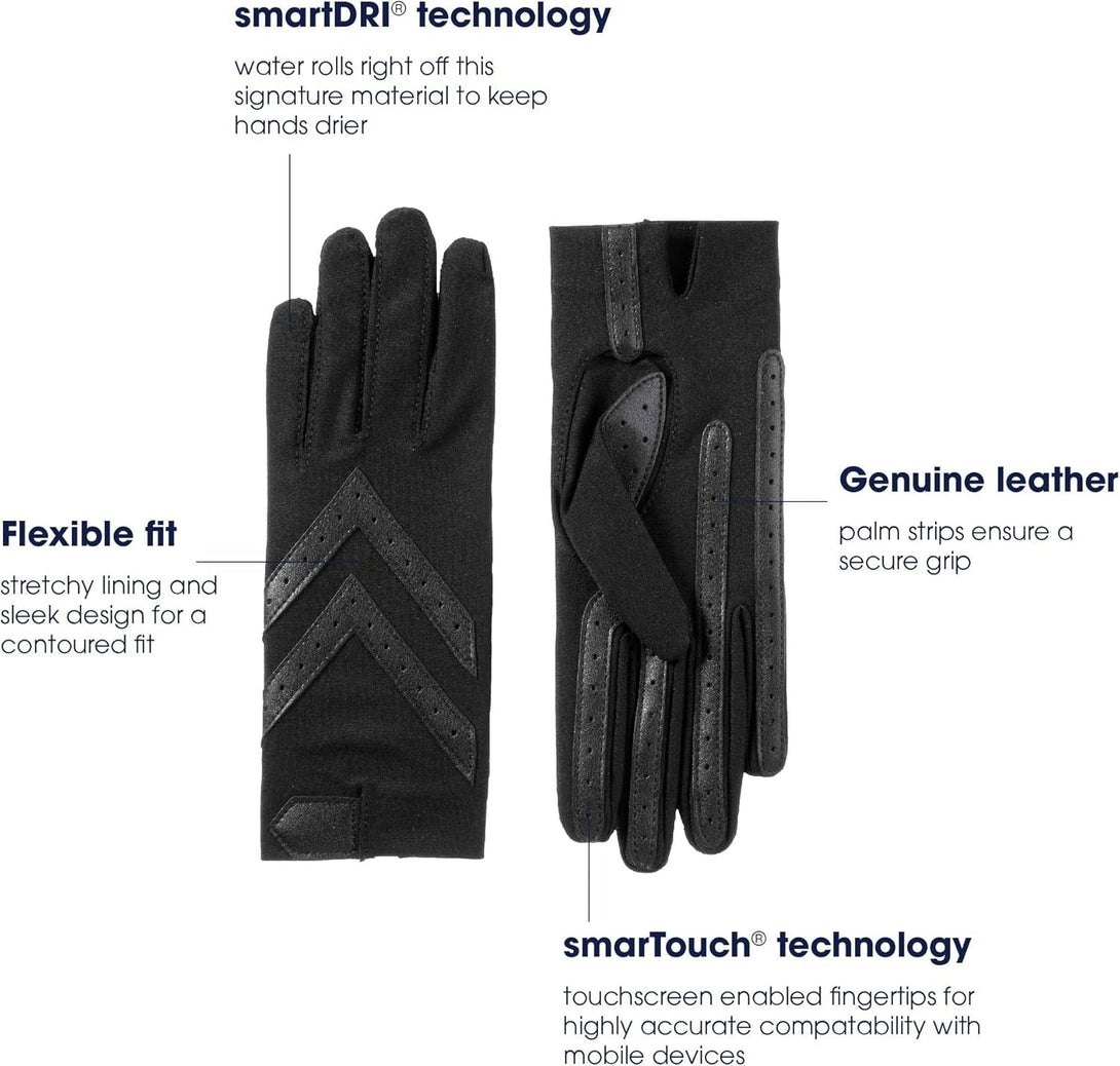 Isotoner Womens Spandex Shortie Touchscreen Gloves - Waterproof Winter Gloves