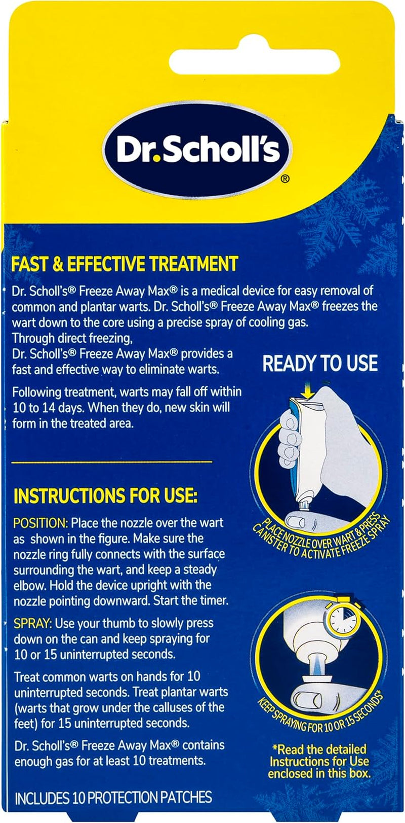 Dr. Scholl'S Freeze Away MAX WART Remover, 10 Applications // Our Fastest Treatment Time, Removes Common & Plantar Warts, Precision Spray, Safe for Children 4+, 10 Treatments