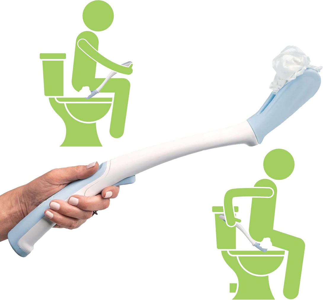 Juvo Toilet Aid - Personal Bottom Wiping Tool, Bathroom Mobility Aid for Disabled, Elderly, and Surgery Recovery - 18" Long Wand with Hygienic Cover