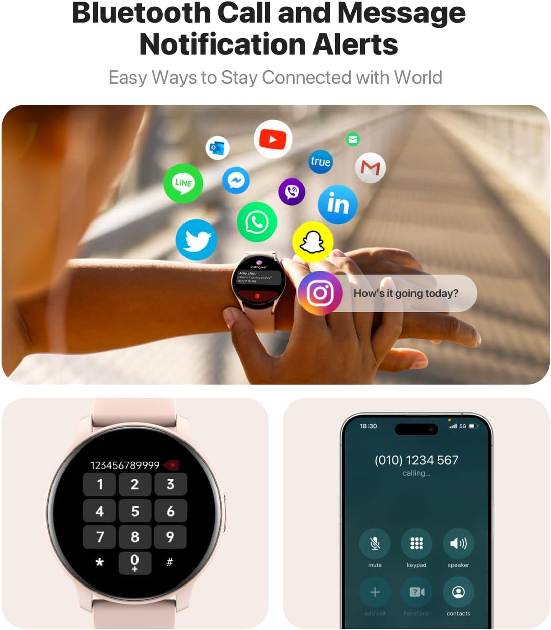Smart Watch, HD Smartwatch for Men Women (Answer/Make Calls), Fitness Watch with 100+ Sport Modes, IP68 Waterproof/Heart Rate/Sleep Monitor, Activity Trackers for Ios/Android