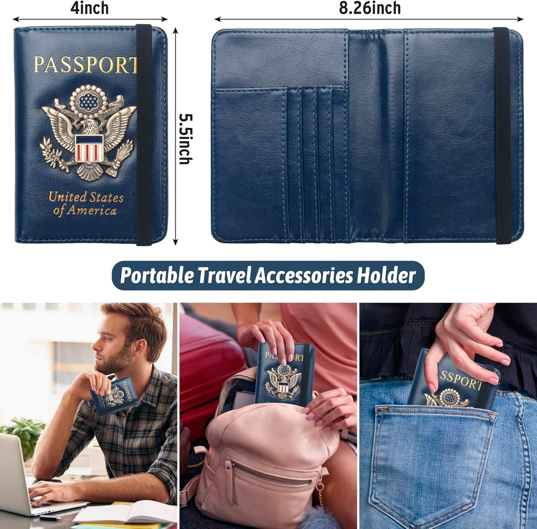 Coowayze Passport Holder Wallet for Travel Men Women RFID US Passport Cover Case, Waterproof Leather Passport Book Protector with Vaccine Card Slot Travel Document Organizer