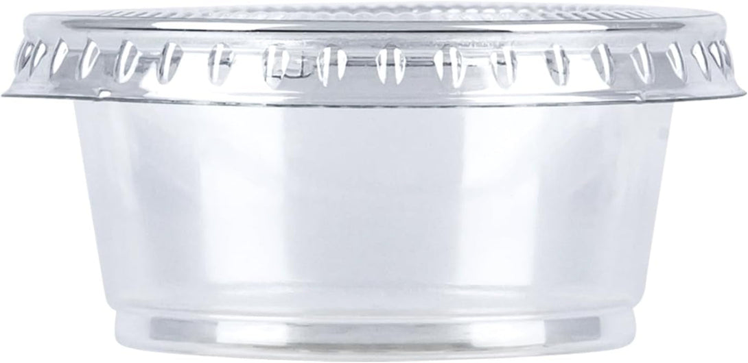 Amazon Basics Disposable Plastic To-Go Cups and Lids, Mini, 2Oz, 50 Count