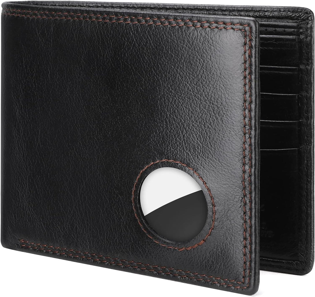 Bill Heart Men Wallet Compatible with Airtag, Genuine Leather Bifold Wallet for Air Tag, RFID Blocking Wallets for Airtag Slot with Credit Card Holder