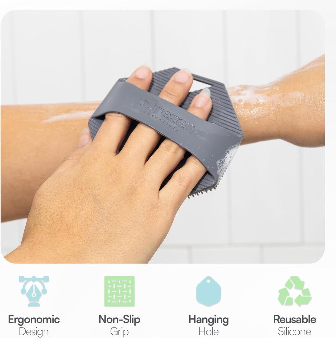 Silicone Body Scrubber, Exfoliating Body Scrubber for All Skin Types, Eco Friendly Massaging & Exfoliating Shower Scrubber with Soft Bristles, Travel Essentials, Loofah Alternative