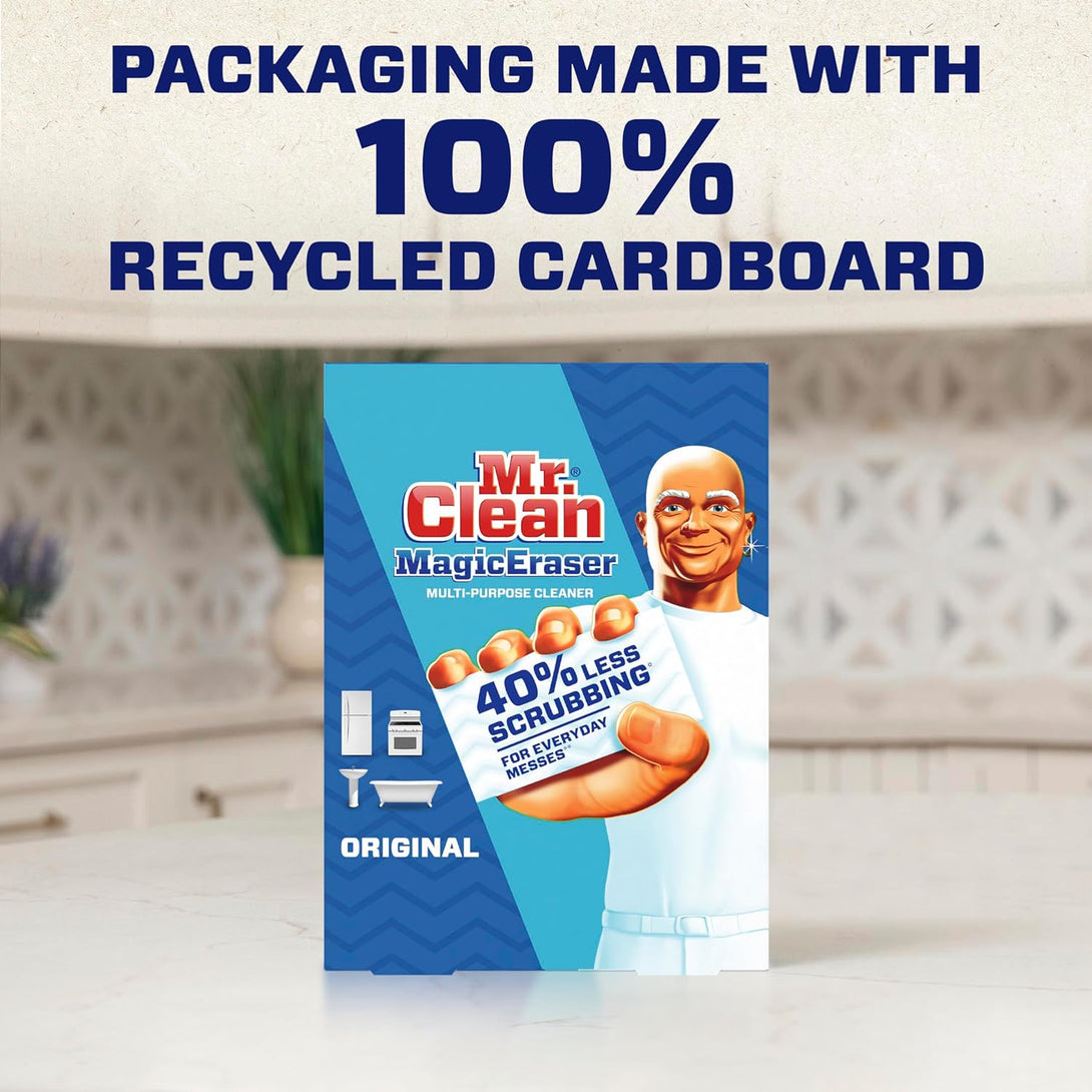 Mr. Clean Magic Eraser Original Cleaning Pads, Multi Purpose Cleaner, Bathroom Cleaning Supplies, All Purpose Cleaner, White, 6 Count